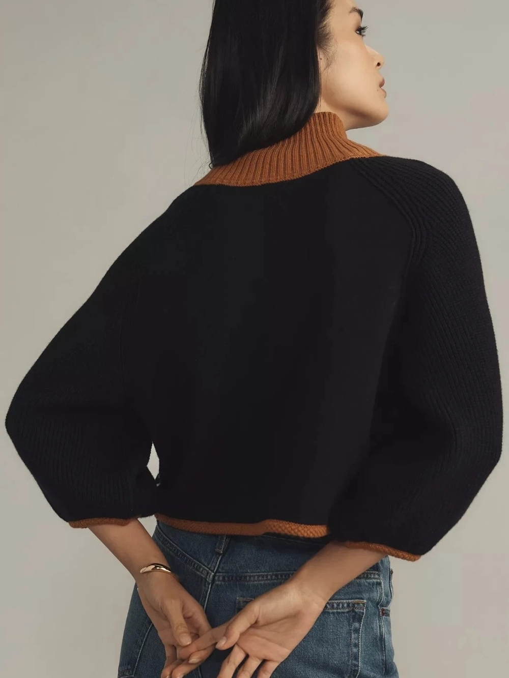 Black & Brown Dog-Intarsia Knit Cardigan Sweater - Picture 9 of 13